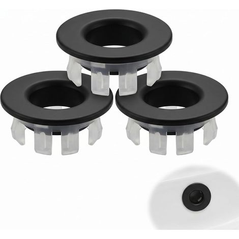 3 Pièces Anneau de Trop Plein Lavabo en Laiton Noir Mat, Bouchon Trop Plein Lavabo Universel pour Évier de Salle de Bain et Cuisine, Accessoire de Débordement Robuste et Durable (1/5)