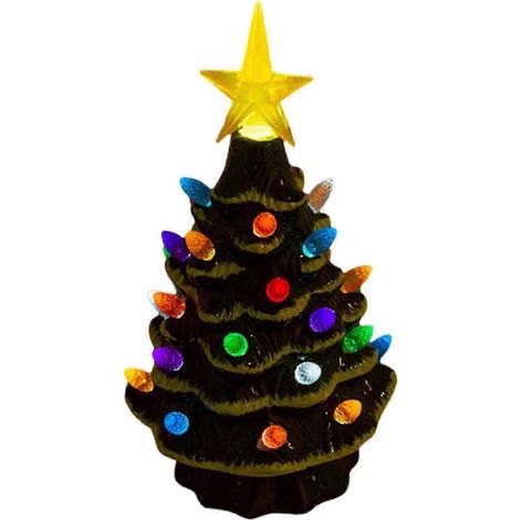 Sapin de Noël en céramique verte, décoration de Noël LED en céramique pour bureau (1/5)