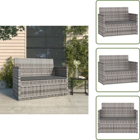 Acciaio verniciato - vidaXL Panca da Giardino con Cuscini Grigia 105 cm in Polyrattan - Seduta esterna