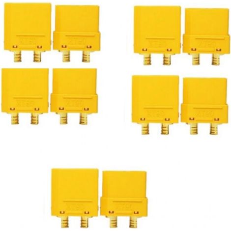 jaune，5 Paires XT90 Batterie Connecteur, XT90 Connecteur mâle et Femelle, avec Thermorétractable Tube, pour RC Lipo Battery