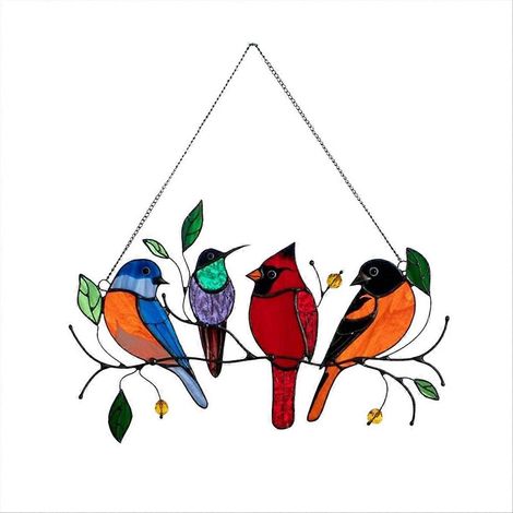 Oiseaux multicolores sur fil de fer, décorations d'oiseaux de jardin, A (1/5)