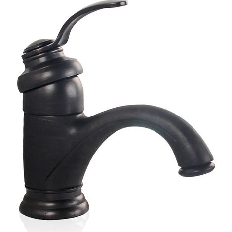 Mitigeur Cascade Haut Lavabo, noir Robinet Salle de Bain Bec Rétro, Robinetterie Pour Vasque en Laiton, Robinet Lavabo Cascade