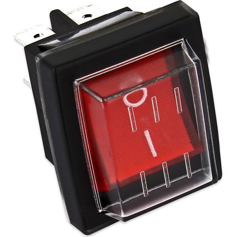 Interruttore 22x30 bipolare luminoso rosso V220 - 16A con protezione