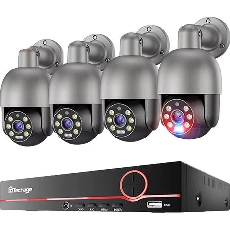 Système de surveillance, résolution 5MP, suivi automatique, 8CH NVR 4 Caméra 5MP, 3T Disque dur intégré (1/2)