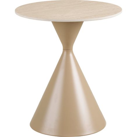 Tavolino d'appoggio Annecy in ceramica effetto travertino e acciaio ø50×56 cm (1/5)