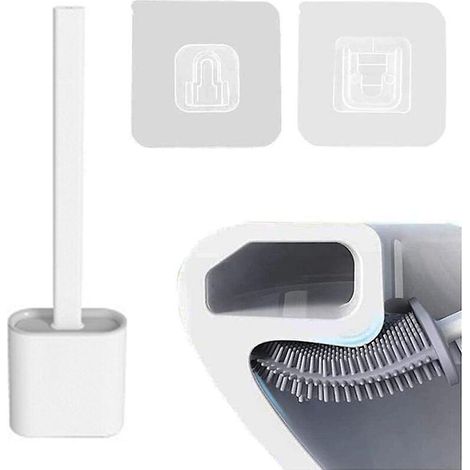 Brosse WC flexible en silicone avec support, poils souples en silicone, nettoyage en profondeur et stable, séchage rapide, poids durable-AquaForge (1/5)