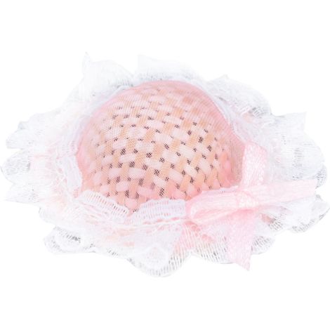 Chapeau de paille miniature rose 1/12 avec nœud pour maison de poupée