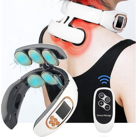 Massaggiatore cervicale Shiatsu intelligente con funzione riscaldante, massaggiatore elettrico per il collo con 4 modalità di pulsazione e 15 livelli di intensità. (1/3)
