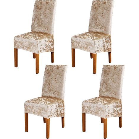 Set of 4 stretchable dining chair covers, modern and removable style. Washable protective covers for banquets, kitchens, wedding parties, and dining room decoration. (1/5)