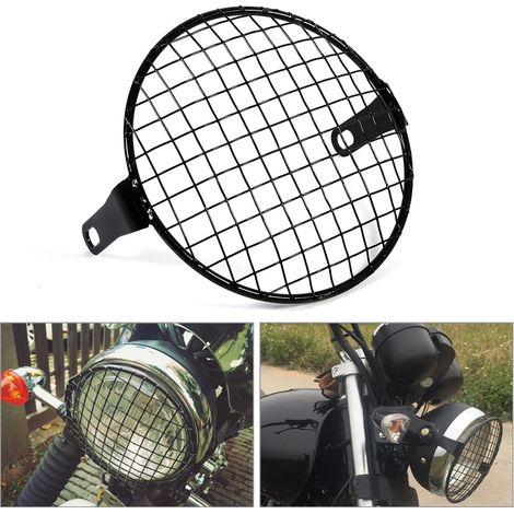 Grille de phare latéral 6.3 pouces pour moto rétro, cache masque café racer, coque de protection en métal, montage sur le côté, accessoire custom. (1/5)