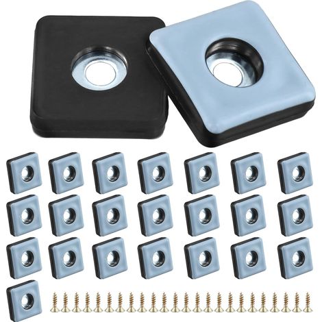 24 Pièces Patins pour Meubles, 25x25mm Carré Coussinets Pieds Meubles avec vis Acier Inoxydable, pour Chaises, Tables, Canapés (1/5)
