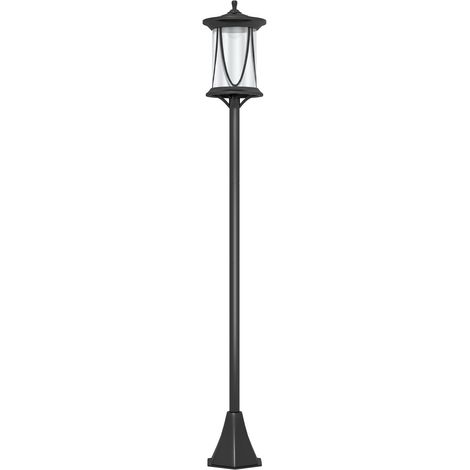 Lampadaire d'extérieur solaire LED-IP44-ABS-Lumière blanc froid avec capteur-Étanche-Noir-17x17x127cm (1/5)