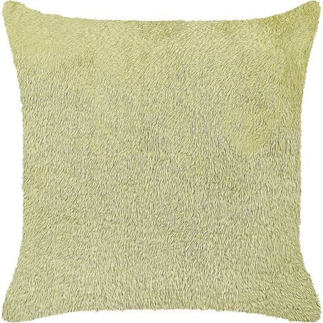 Throw Cushion PILEA Faux Fur 45 x 45 cm Light Green Solid (1/5)