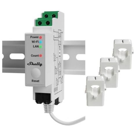 Shelly PRO 3EM + 3 trasformatori da 120A - 186061