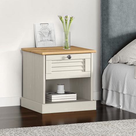 vidaXL Comodino VIGO Bianco 42x35x42 cm in Legno Massello di Pino (1/5)