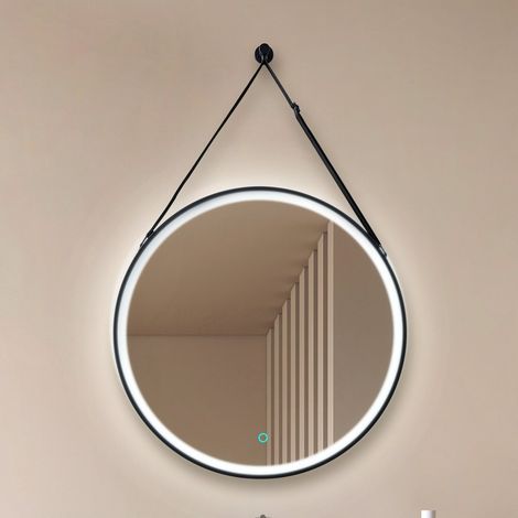 [GEBRAUCHT] B-Ware Lucande LED-Spiegel Lelin Ø 60 cm schwarz Aluminium CCT 1970 lm IP44 (1/2)