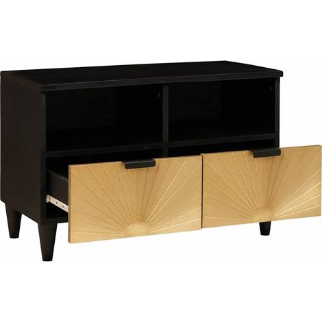 Maison Exclusive - Mobile TV Nero e Oro 70 x 33 x 46 cm Legno multistrato