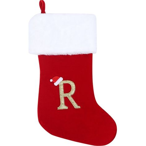 Deux grandes chaussettes de Noël à suspendre, idéales pour les sacs cadeaux du Père Noël, les sachets de bonbons, et parfaites pour décorer le sapin et la cheminée. Dimensions : 46 x 24 cm. (1/5)