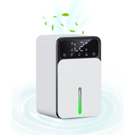 Deumidificatore d'aria da 1500 ml, deumidificatore d'aria elettrico con timer da 12 ore, luci a 7 colori, sbrinamento automatico, spegnimento automatico, per casa, bagno, camera da letto, bianco (1/4)