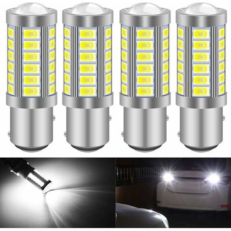 4 pièces Ampoules LED 1157 BAY15D, blanc, 900 lm, 3,6 W, 12-30 V, angle 360°, pour feux arrière position frein antibrouillard (1/5)