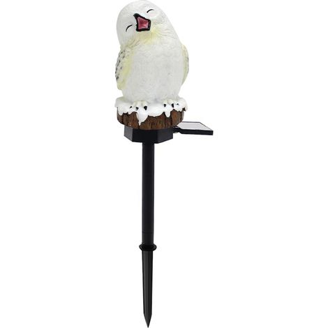 Ortviai Lampe solaire LED en résine représentant une chouette des neiges pour jardin, patio et pelouse – étanche (1/5)
