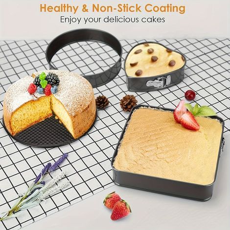 Set di 3 tortiere a cerniera — Acciaio al carbonio assortito (quadrate, rotonde e a forma di cuore) Accessori da forno (1/5)