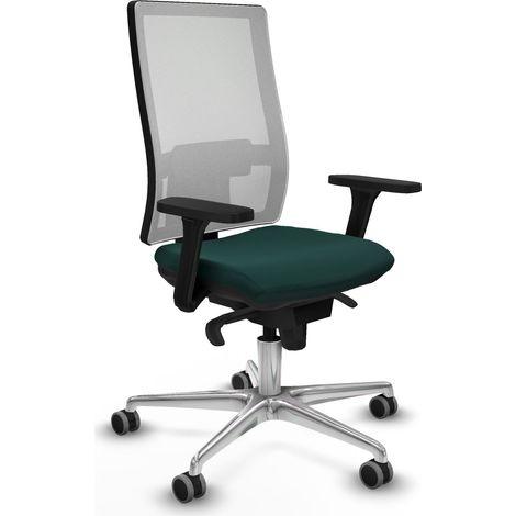 Horna sincro malla blanca similpiel verde botella brazos 3D base aluminio  ruedas 65mm engomadas (1/5)