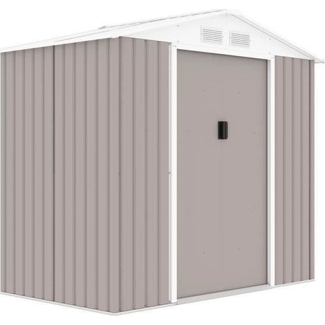 Abri de jardin en acier 2,71 m2 - Kit dancrage inclus - Taupe (1/5)