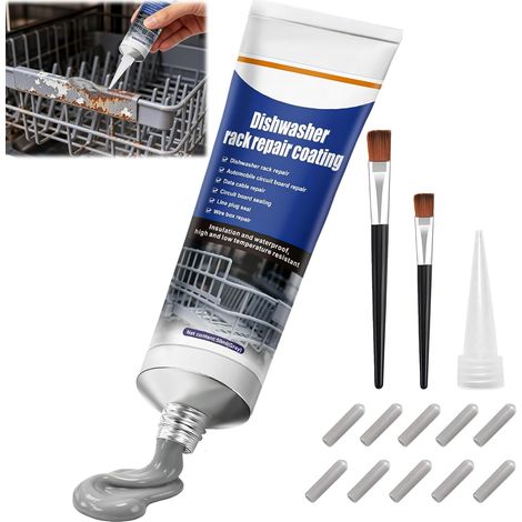 Kit Reparation Rouille Panier Lave Vaisselle, Séchage Rapide, 50ml (Gris) Liquide Réparateur Panier À Vaisselle Plastique , Convient pour l'Élimination de Rouille Réparations Dans les Lave-Vaisselle (1/5)