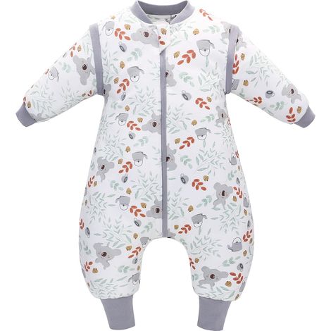 Gigoteuse a Pieds pour Bébé, 100% Coton 2.5 TOG Gigoteuse d’Hiver pour bébé avec Jambes e Manches Détachables, 3 Fermetures éclair Sac de Couchage pour Bébé (1/5)