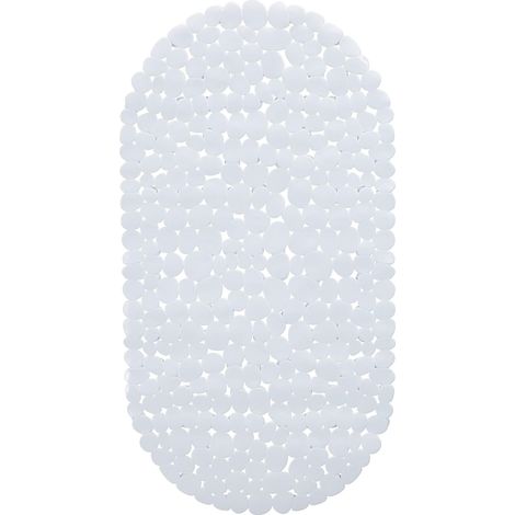Alfombrilla de baño con aspecto de piedra para bañera, antideslizante con ventosas, lavable, L x An: 36 x 68 cm, blanca