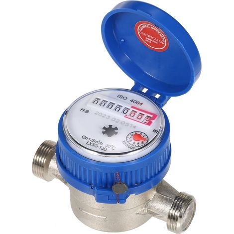 1 compteur d'eau, débit nominal 1,5 m³/h, classe B, affichage numérique, raccords inclus, pour jardin et maison (1/5)