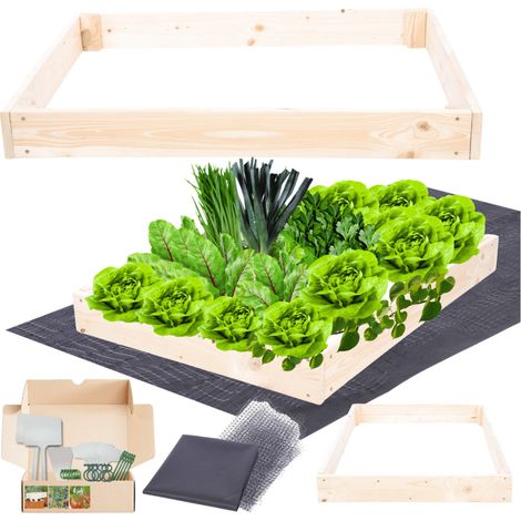 MODO24 ZP09 Carré potager surélevé en escalier modulable, bois de pin, herbes/légumes, jardin/terrasse/balcon, 9x60x120 cm, naturel