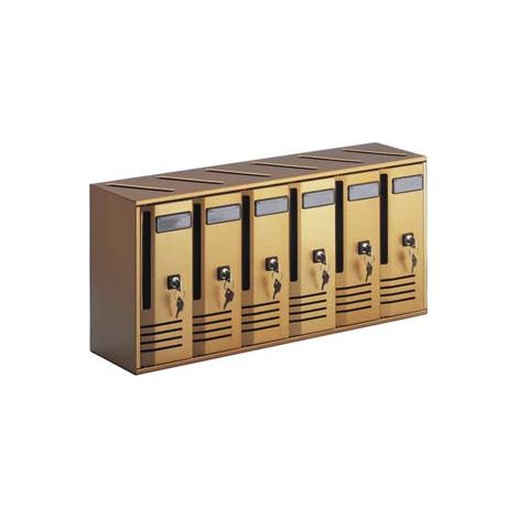 CASSETTA POSTALE BLOCCHIERA SERIE CUBO 6 PER INTERNI  cm.62x17,5x30h. in alluminio anodizzato bronzo    ALUBOX