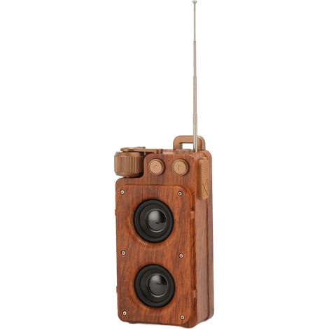 Enceinte Bluetooth rétro, mini enceinte portable sans fil au décor vintage, radio FM stéréo