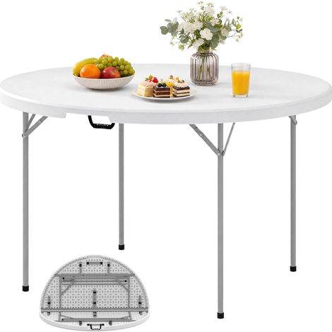 Outsunny 4ft Picnic Table Folding Heavy Duty, White (1/5)