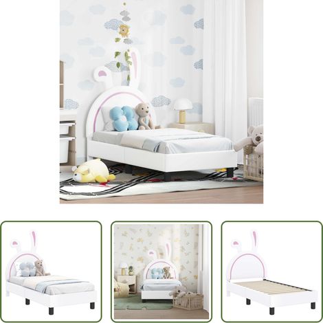 vidaXL PU - Kinderbettgestell mit Kopfteil mit Kopfteil Weiß 70 x 140 cm PU (1/5)