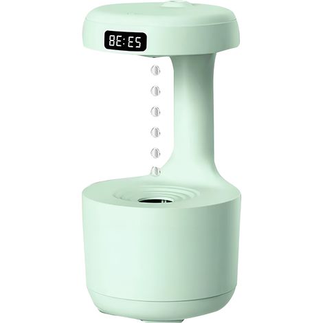 Anti-Schwerkraft-Luftbefeuchter mit LED-Nachtlicht und Uhr, 600 ml, Grün (1/5)