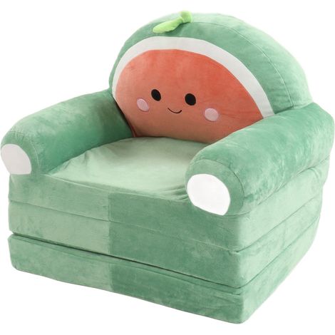 Canapé Enfant Pliable 2 en 1 Fauteuil avec Dossier Vert Cartoon, Convertible Lit pour Salon et Chambre (1/5)