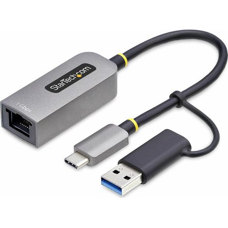 StarTech.com Adattatore da USB-C a Ethernet con dongle USB-A, 10/100/1000Mbps, adattatore di rete da USB 3.0 a Gigabit Ethernet, cavo collegato 6in/15cm, adattatore USB GbE (1/5)