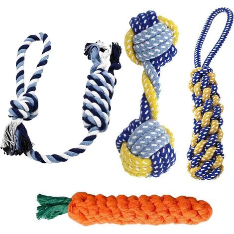 4 Pièce Jouet Chien Corde, Jouets à Mâcher Indestructible, Domestique à Mâcher Corde Jouets pour Chien, Accessoire C Hien (1/5)