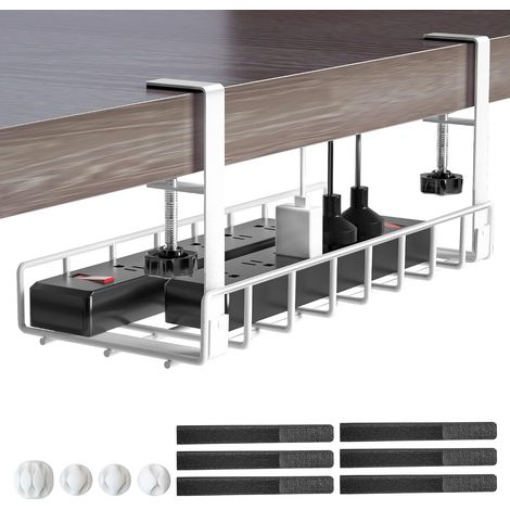 Plateau de Gestion des câbles sans perçage, sans vis, Plateau de câbles avec Pince pour Gestion des Fils de Bureau, Support de câbles d'ordinateur pour Bureau, Maison (1/5)
