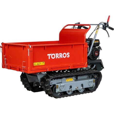 Torros – Mini dumper à chenilles 600 kg – Benne hydraulique plate 200L – Moteur essence 6,5 CV – 3 vitesses avant + 1 arrière – MRP600H (1/5)