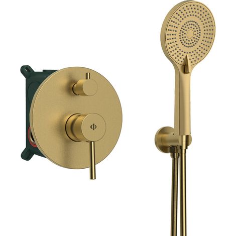Conjunto de Ducha Empotrado Modelo SIRIOEMPOTR-D Fabricado en Latón Termostático Acabado en Oro Pvd (1/2)