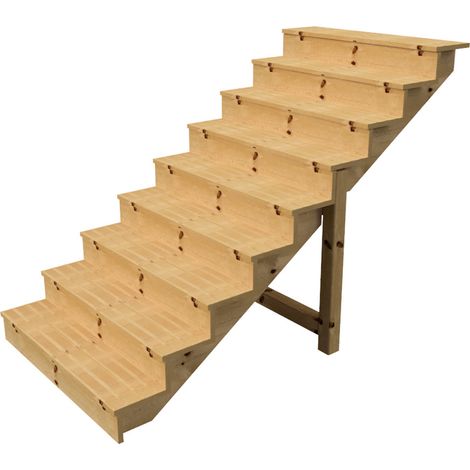 Berlin Escalier extérieur bois 9 marches H156cm L-120cm - avec contre marche