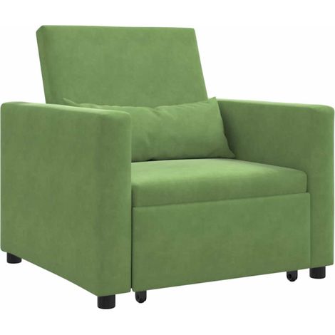 Maison Exclusive - Divano letto estraibile singolo con ruote Verde chiaro Velluto