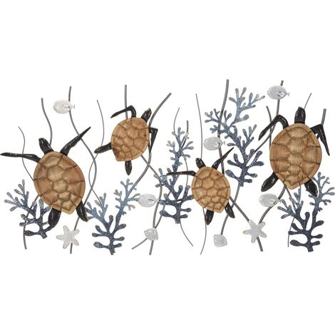 Pannello da parete Turtle in ferro e MDF con tartarughe e coralli (1/5)