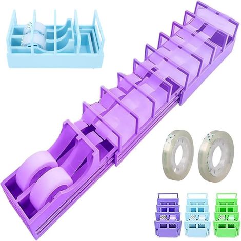 Dévidoir de ruban adhésif double rouleau portable, outil pliable pour couper ruban et papier cadeau, idéal pour les projets de cadeaux et de loisirs créatifs, violet
