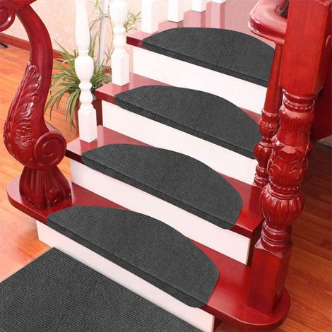 Set de 15 Marchettes D'escalier Tapis d'escalier Auto-adhésif Surface Antidérapante 65 21 4cm Noir (1/5)