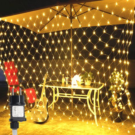 Randaco LED Guirlande lumineuses LED lumière net éclairage décoration rideau IP44 fête de Noël extérieur intérieur Blanc chaud 1.5x1.5M (1/5)
